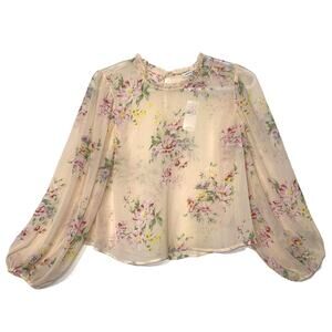 New American Eagle Sheer Top Pink Peach Long Sleeve Blouse XS Coquette soft girl